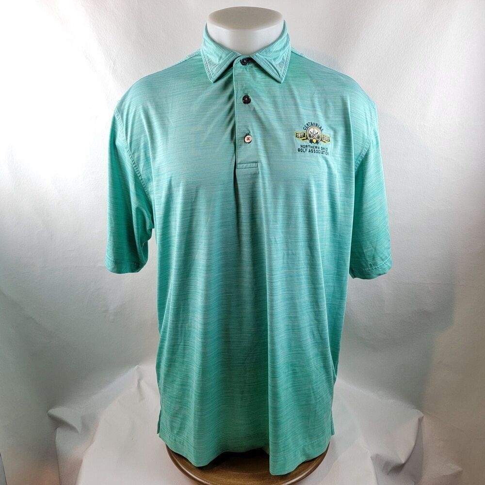 Footjoy Shirt Mens Large Green Gray Polo Golf Stretchy Short Sleeve Centennial